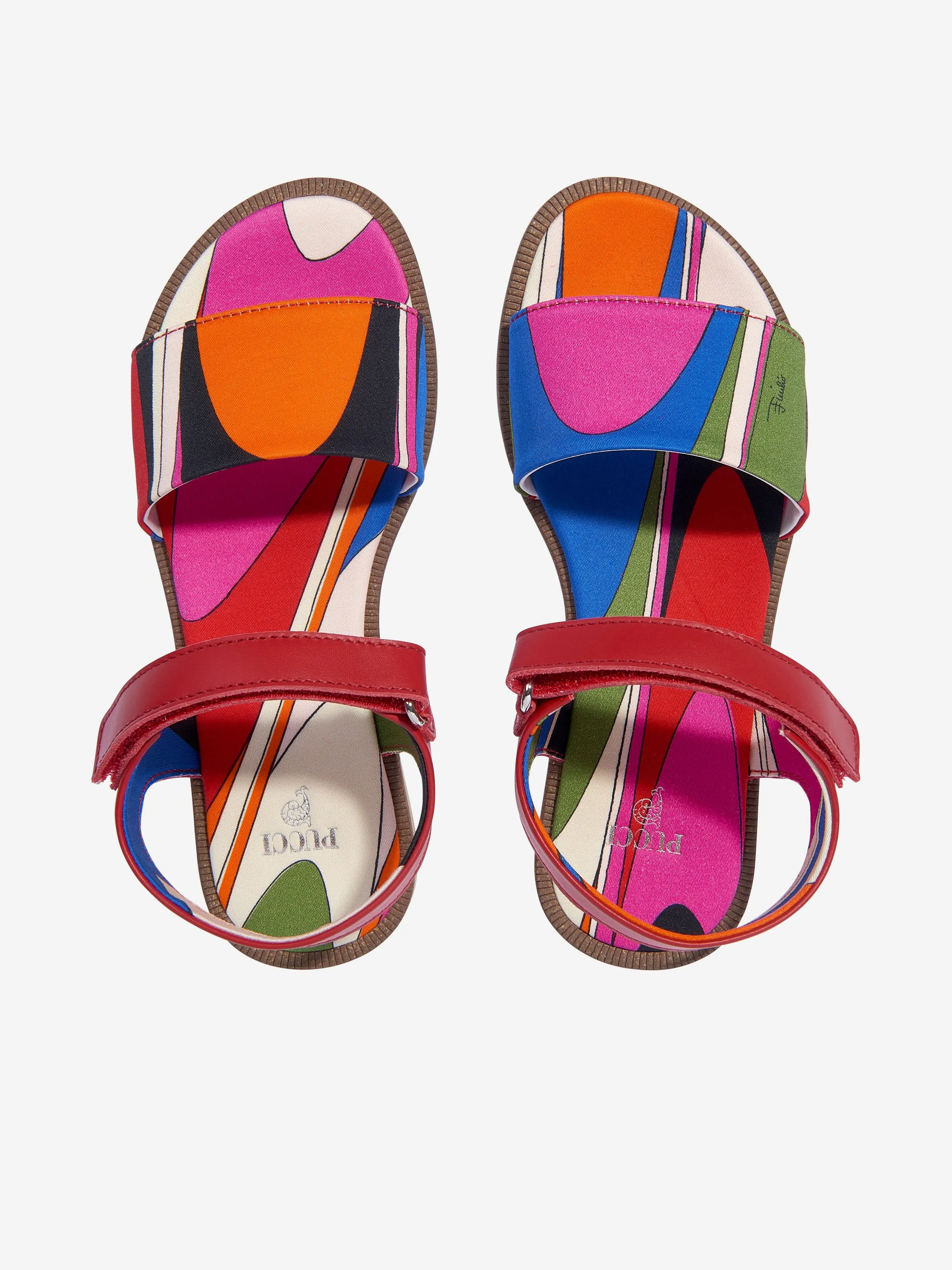 Pucci Girls Onde Print Sandals in Multicolour