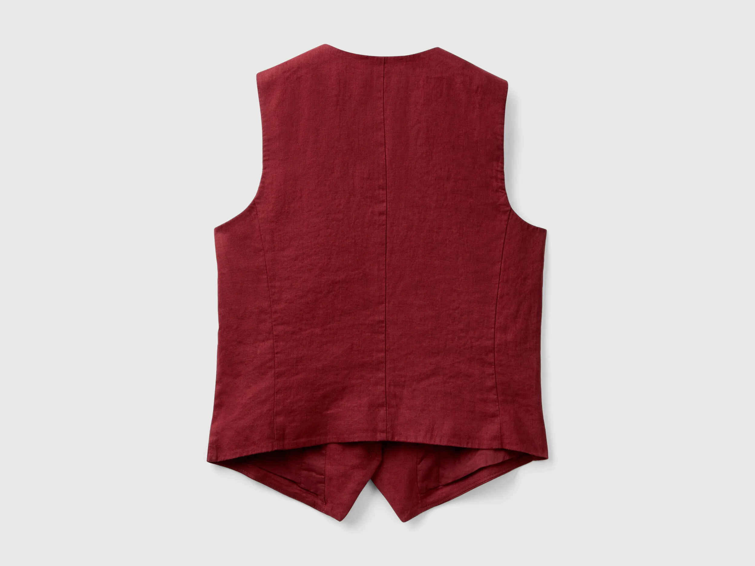 Pure linen vest - Burgundy | Benetton