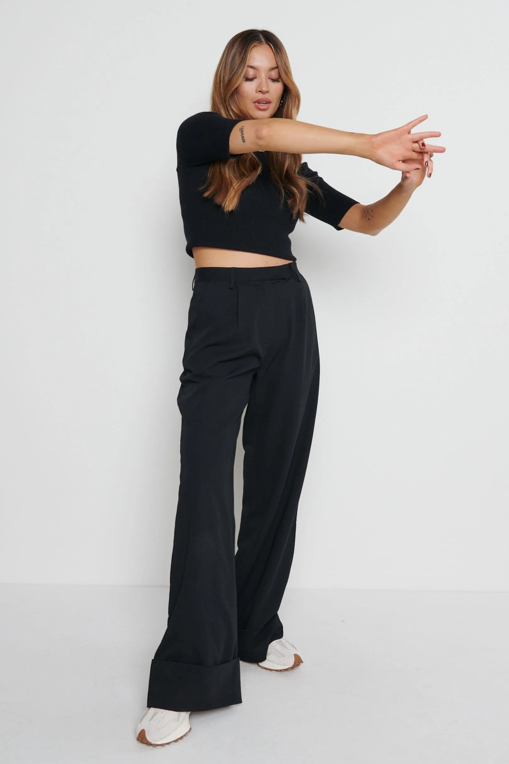 Rae Wide Leg Trousers - Black