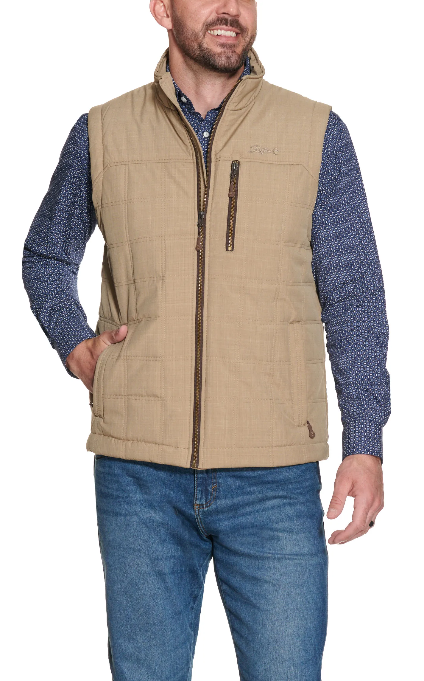 Rafter C Men's Tan Puff Vest with Concealed Carry Pocket - Big & Tall Sizes