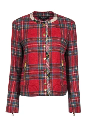 Rag & Bone - Red, Teal & Beige Plaid Wool Jacket Sz 8