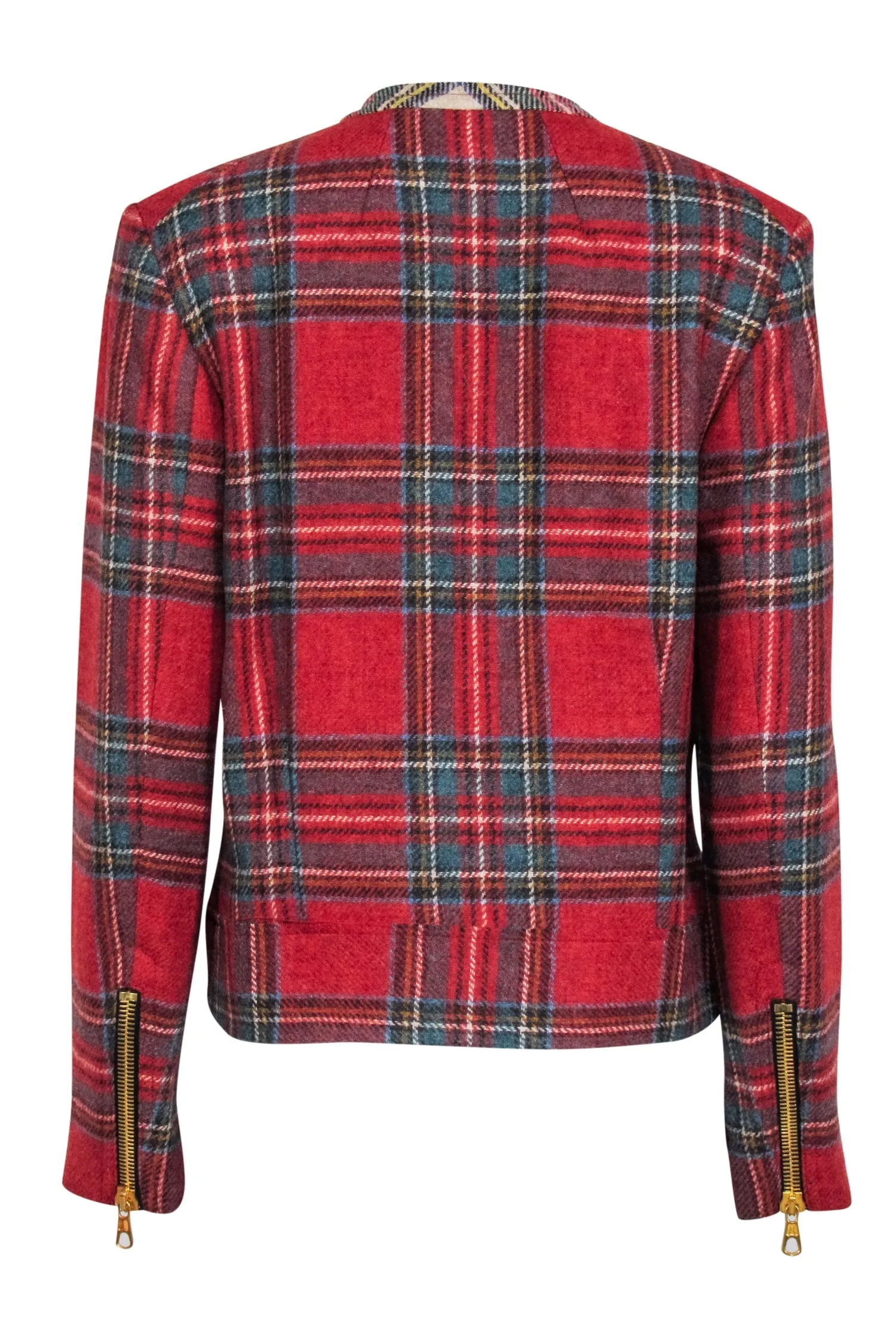 Rag & Bone - Red, Teal & Beige Plaid Wool Jacket Sz 8