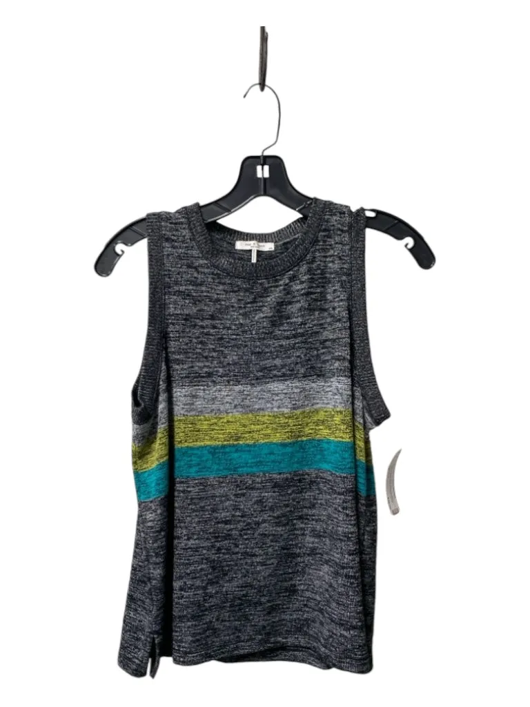 Rag & Bone Size M Grey & Multi Rayon Blend Sleeveless Striped Detail Top