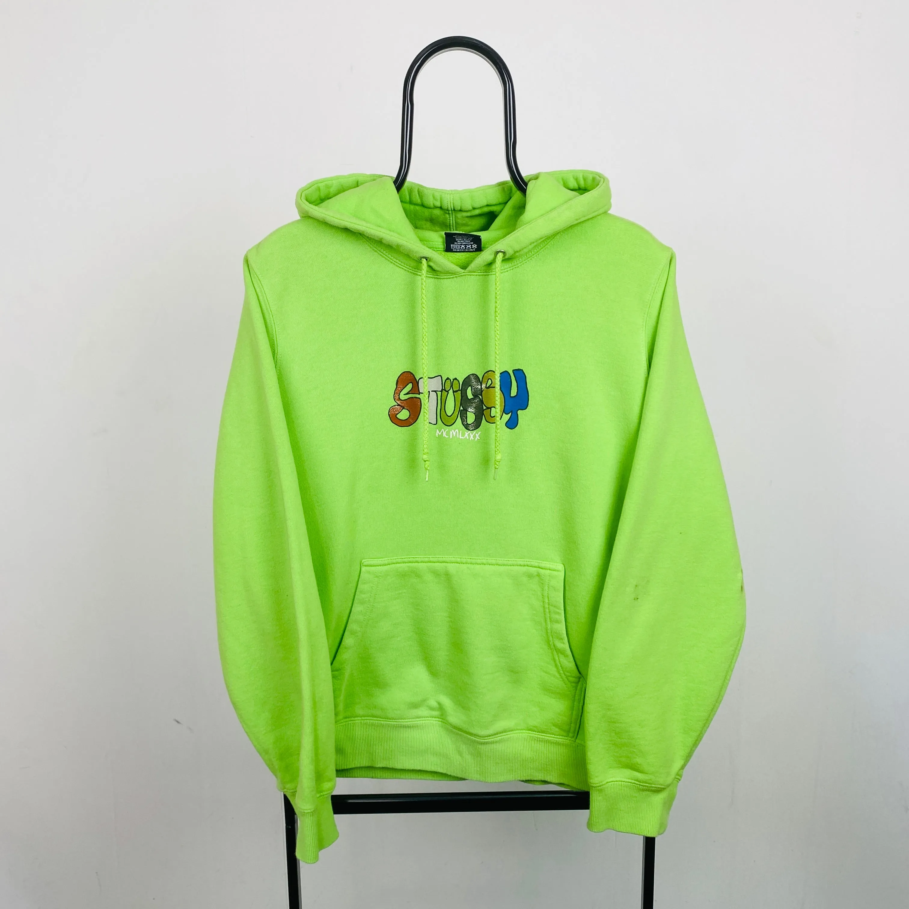 Retro 00s Stussy Hoodie Green Medium