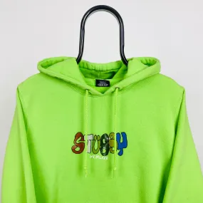 Retro 00s Stussy Hoodie Green Medium