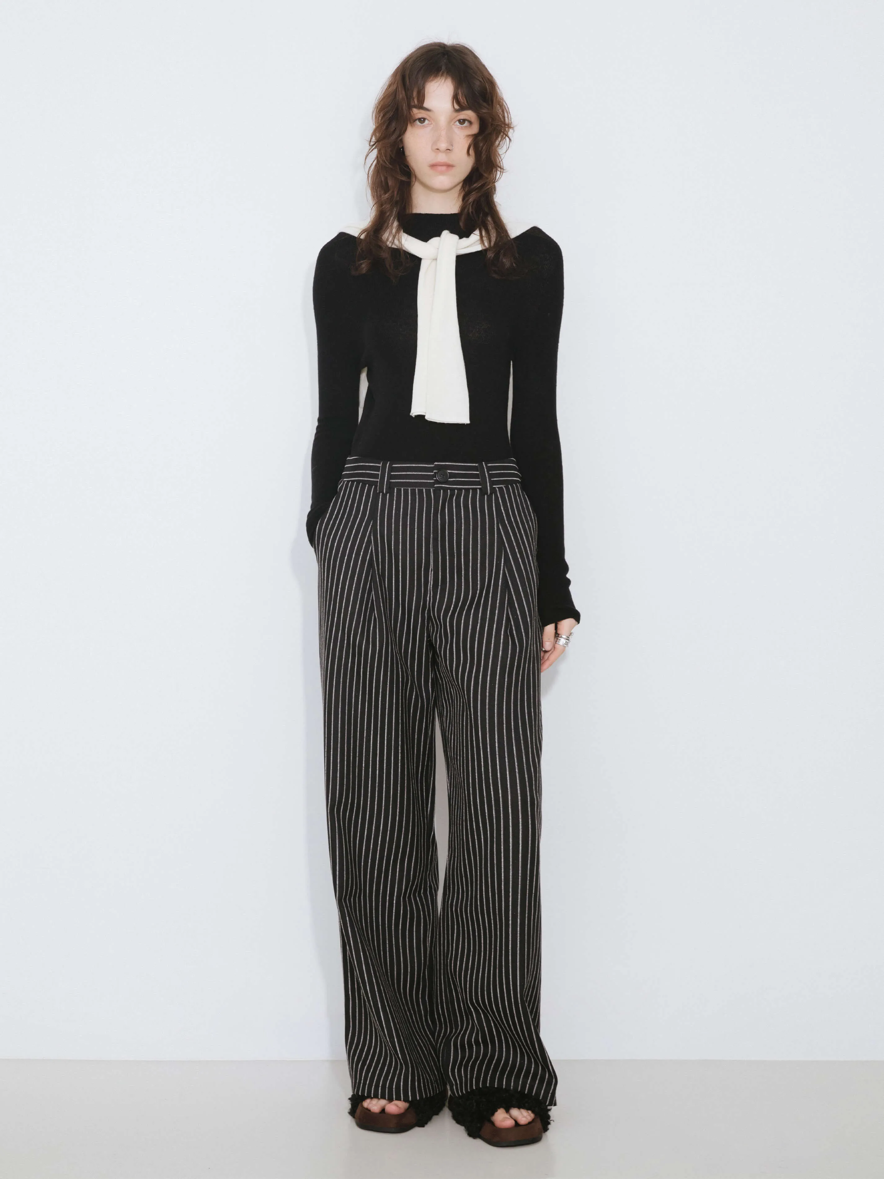 Retro Striped Straight Trousers