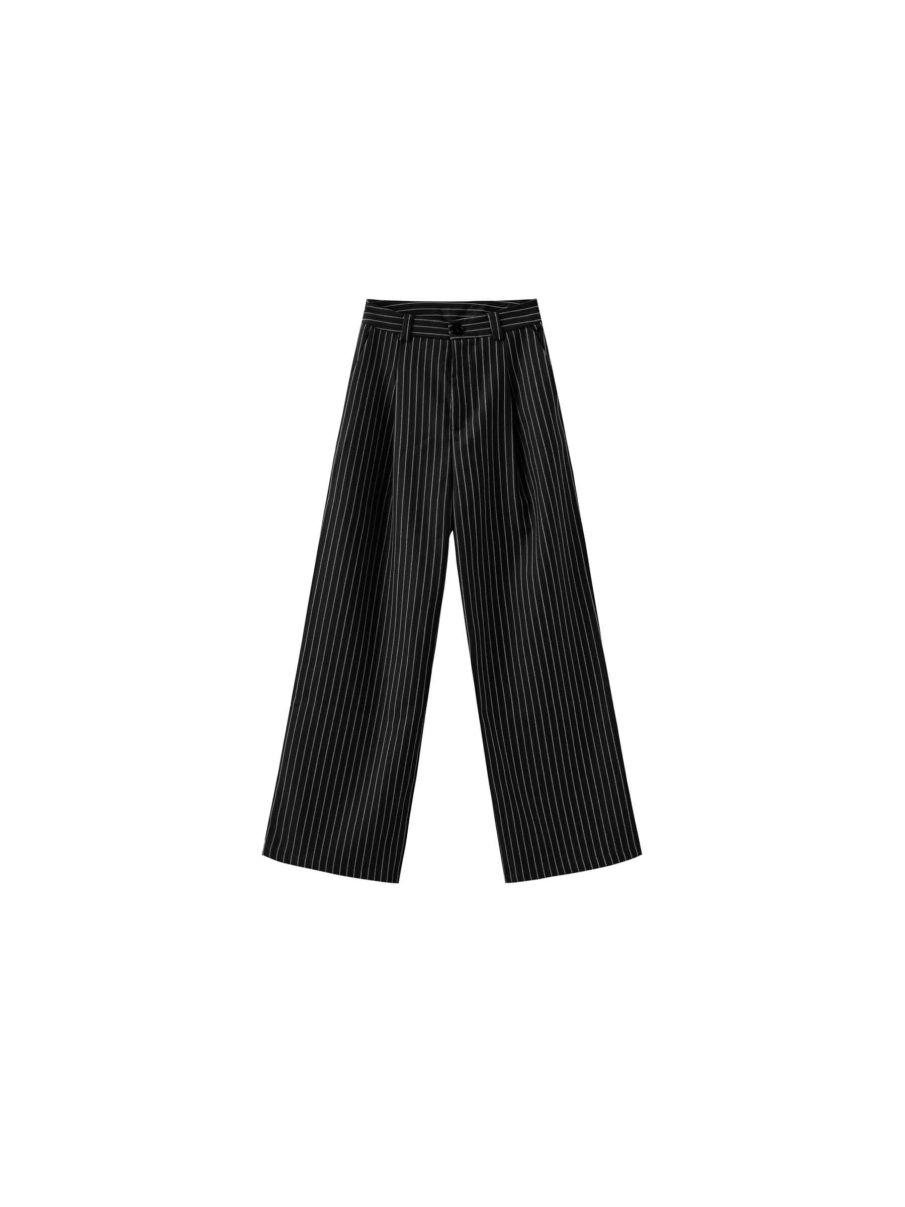 Retro Striped Straight Trousers