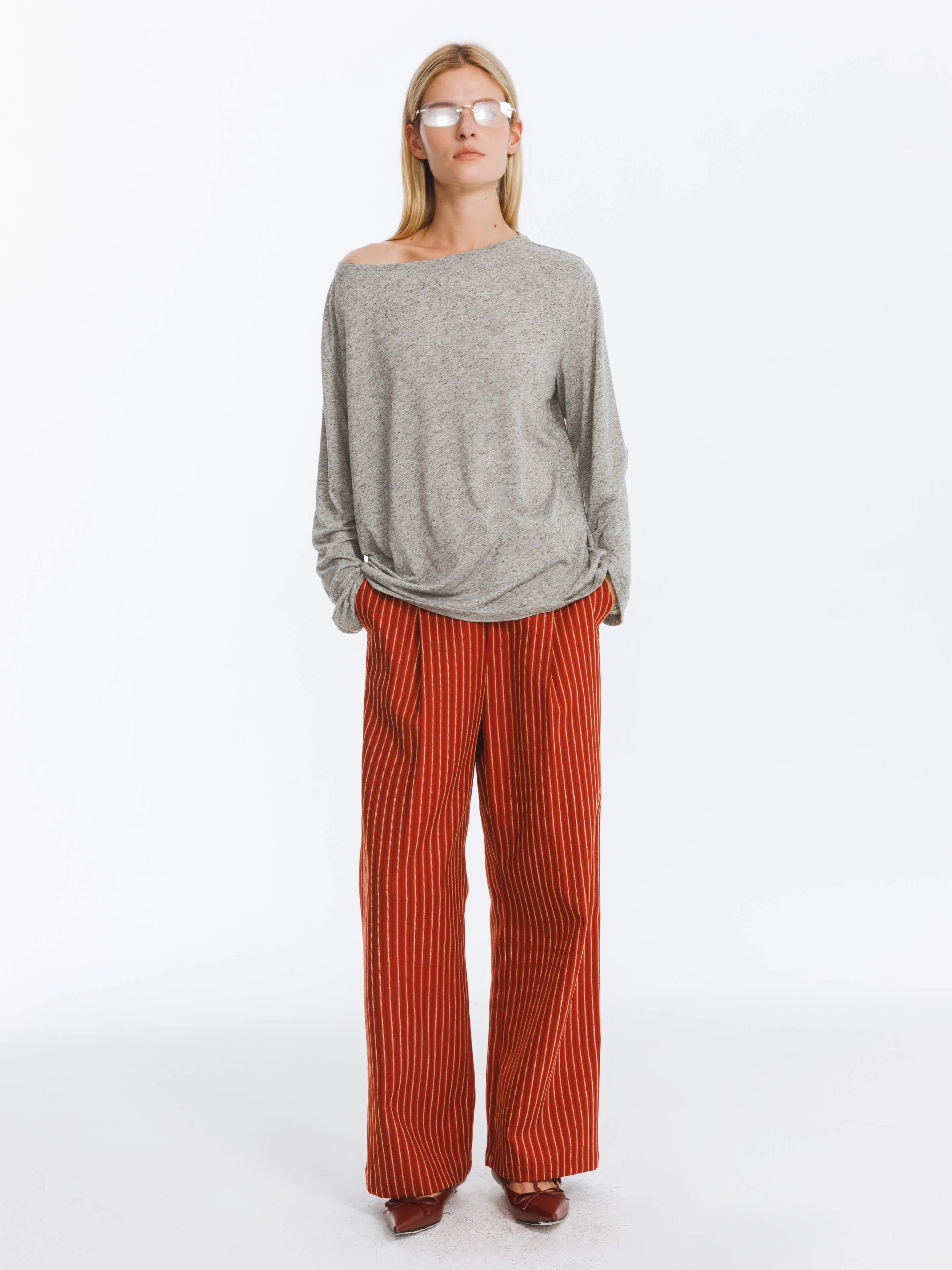 Retro Striped Straight Trousers