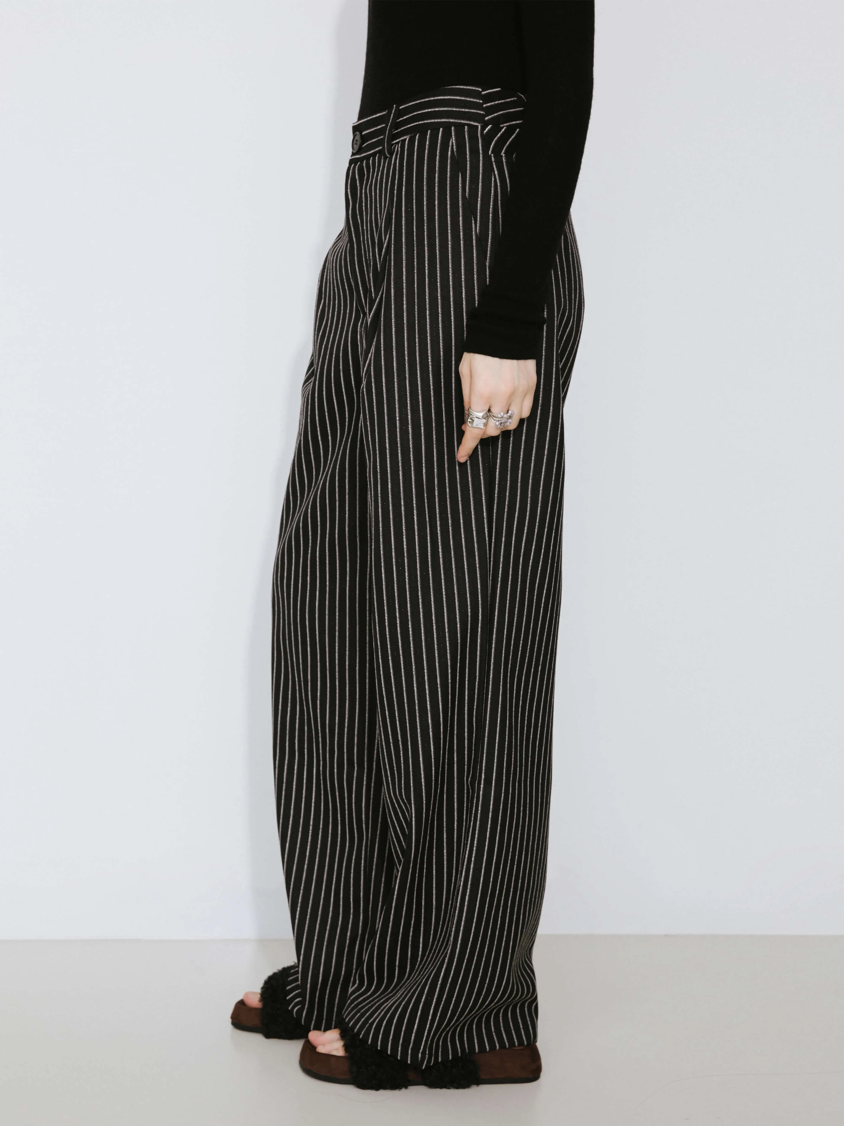 Retro Striped Straight Trousers