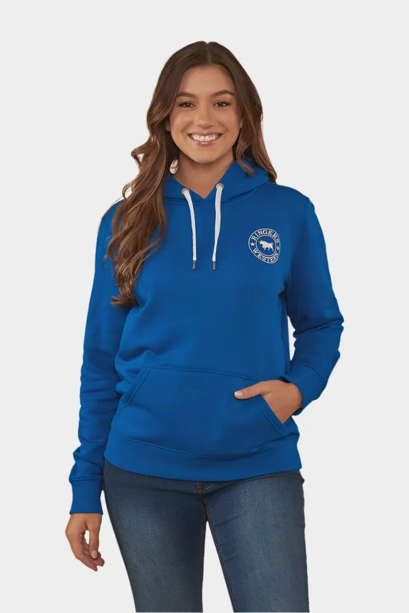 Ringers Western Signature Bull Women's Pullover Hoodie - Snorkel Blue