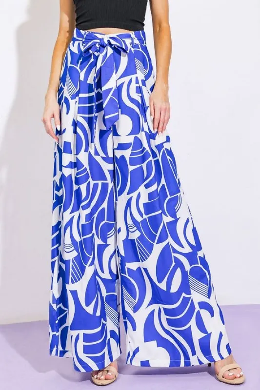 Samantha Printed Twist Top & Belted Wide Leg Pants