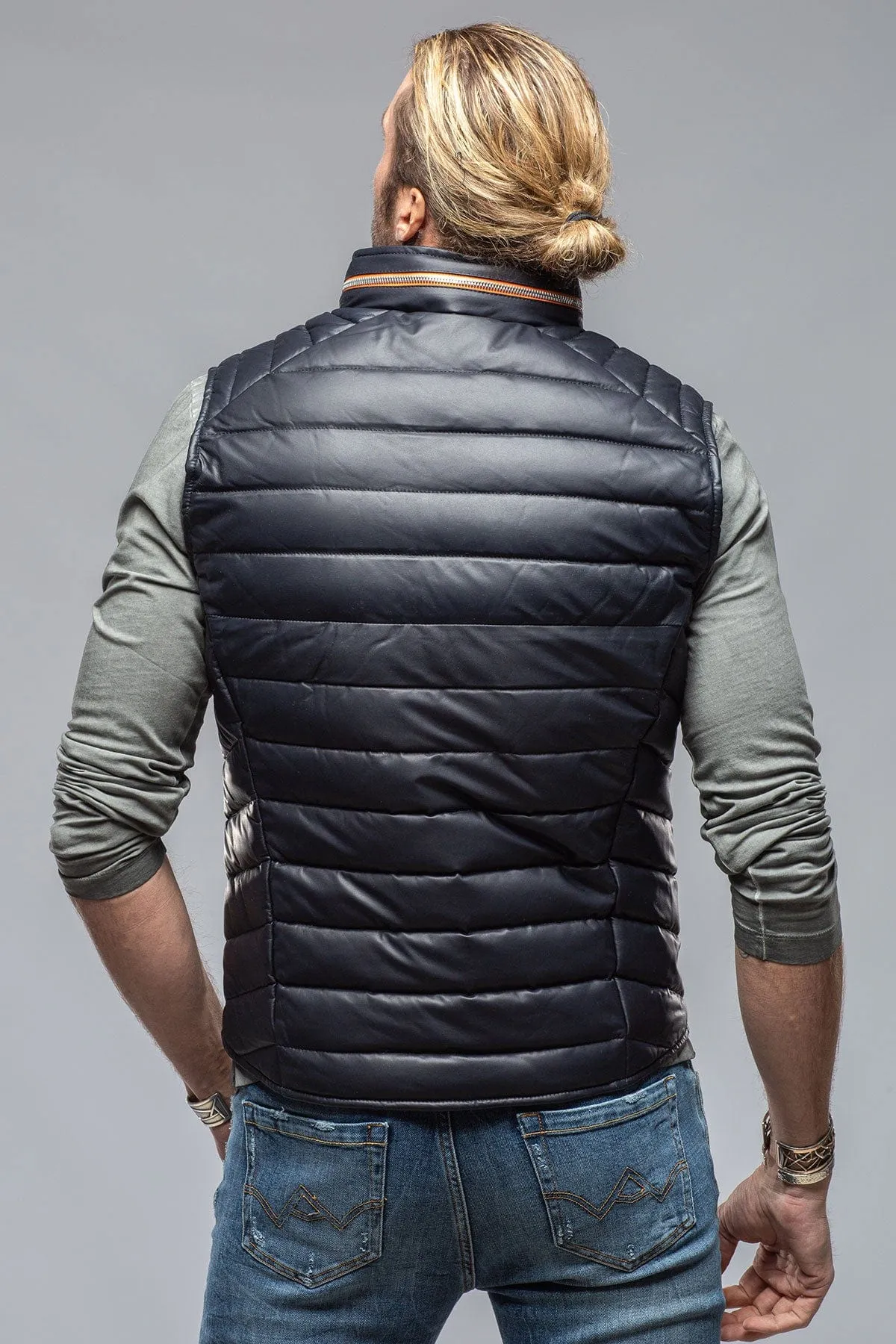 Saxan Leather Vest In Navy