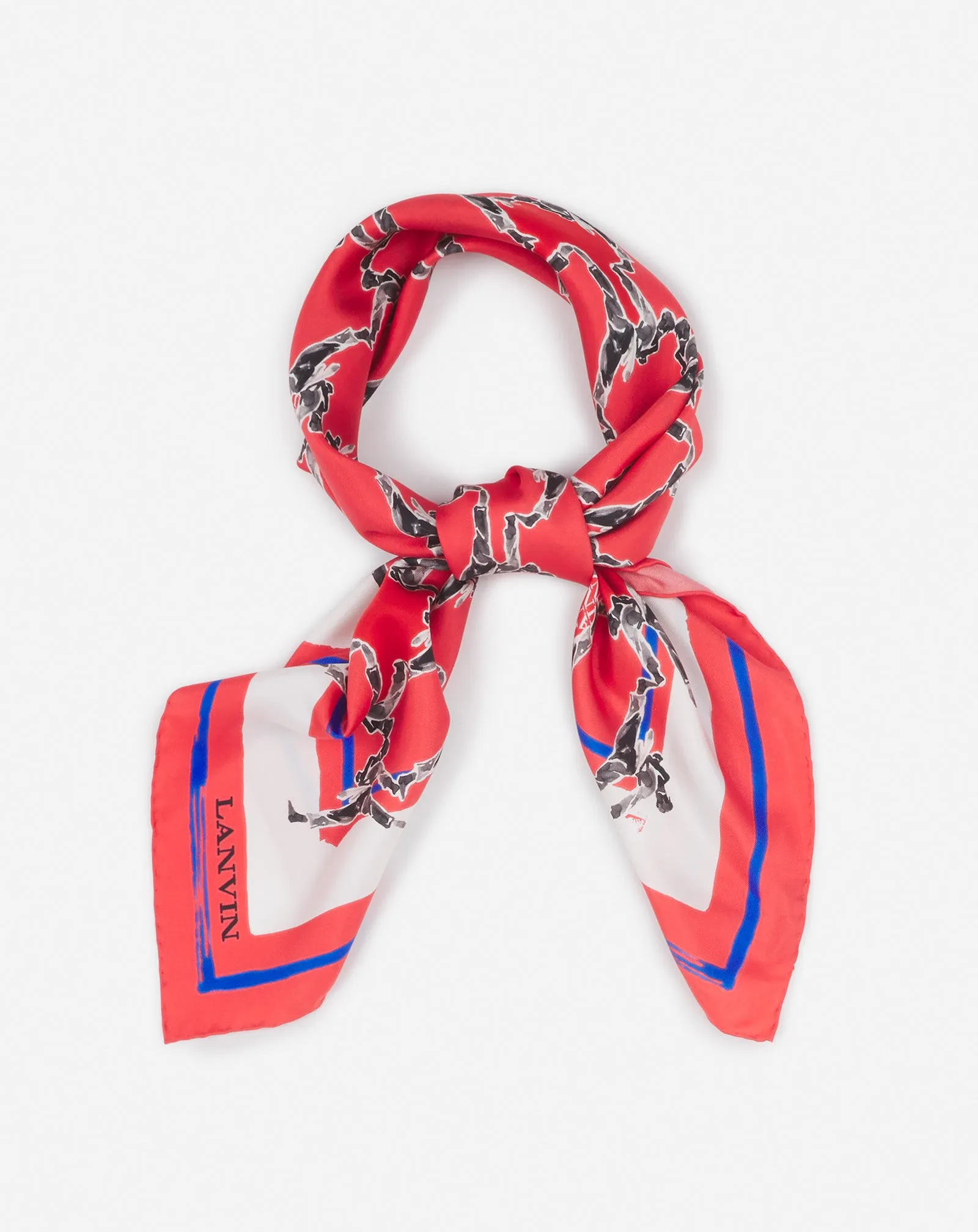 SILK SCARF WITH A SPORTS PRINT