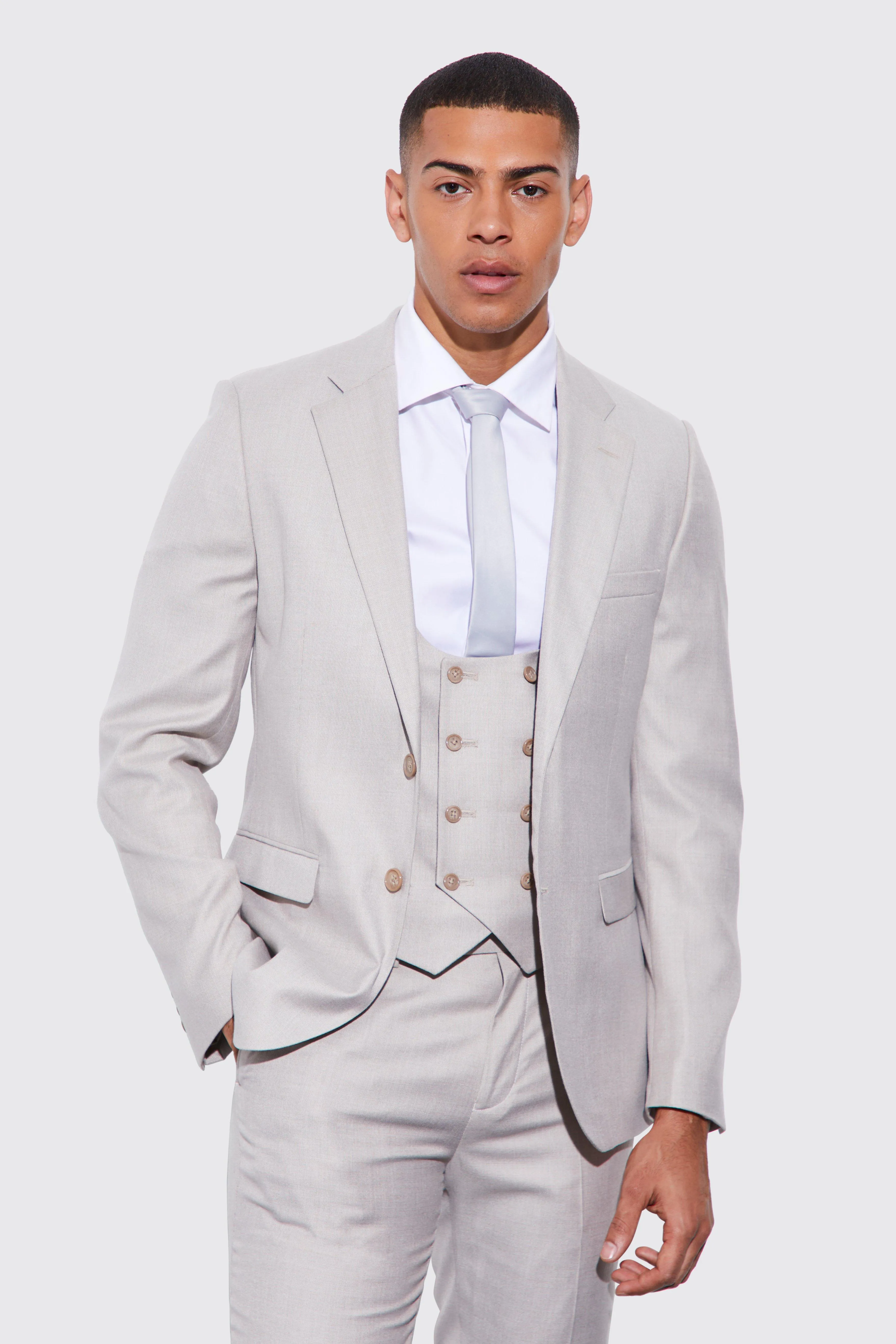 Skinny Single Breasted Textured Suit Jacket