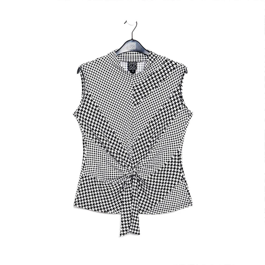 Sleeveless Center Front Tie Top - Houndstooth Grid - Final Sale!