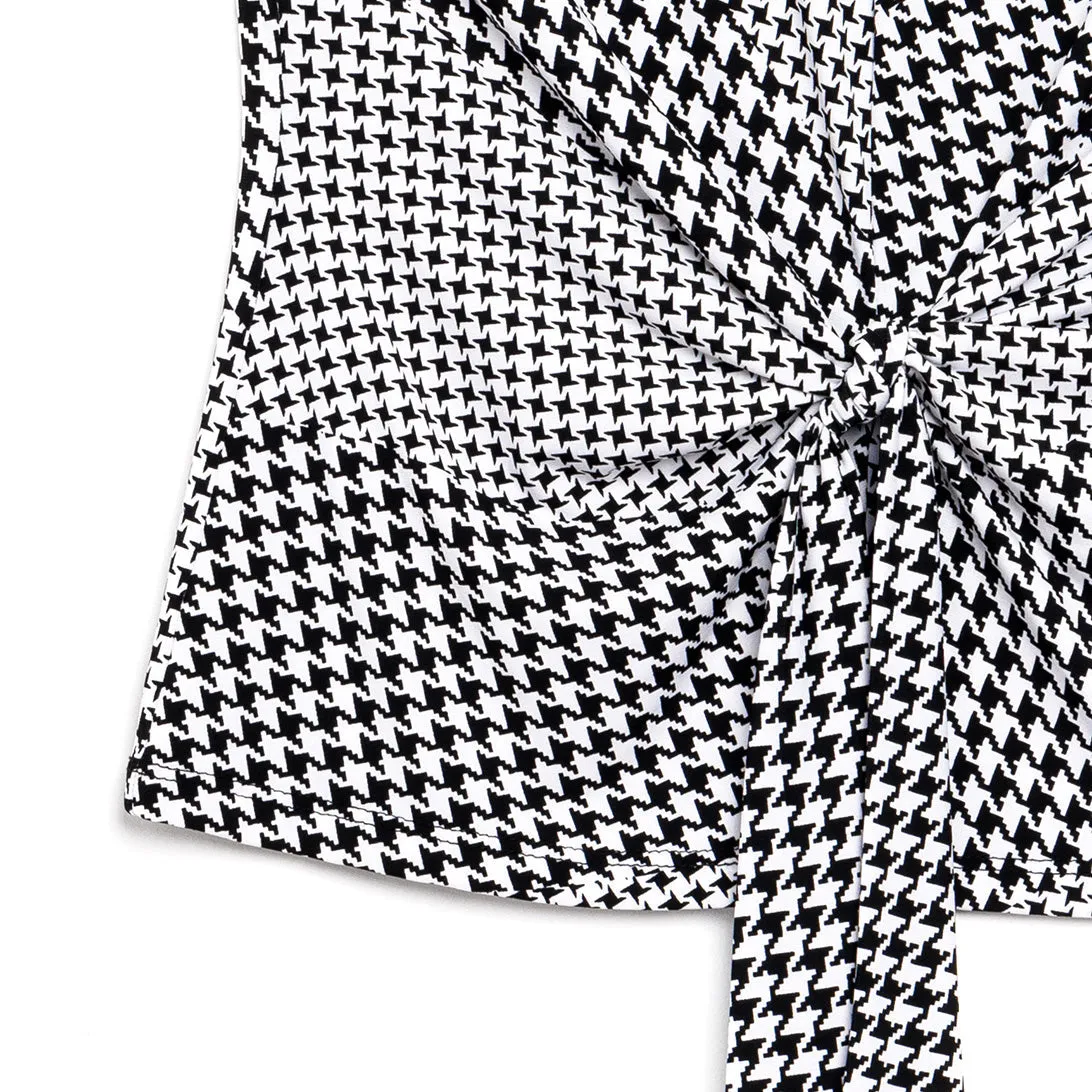 Sleeveless Center Front Tie Top - Houndstooth Grid - Final Sale!