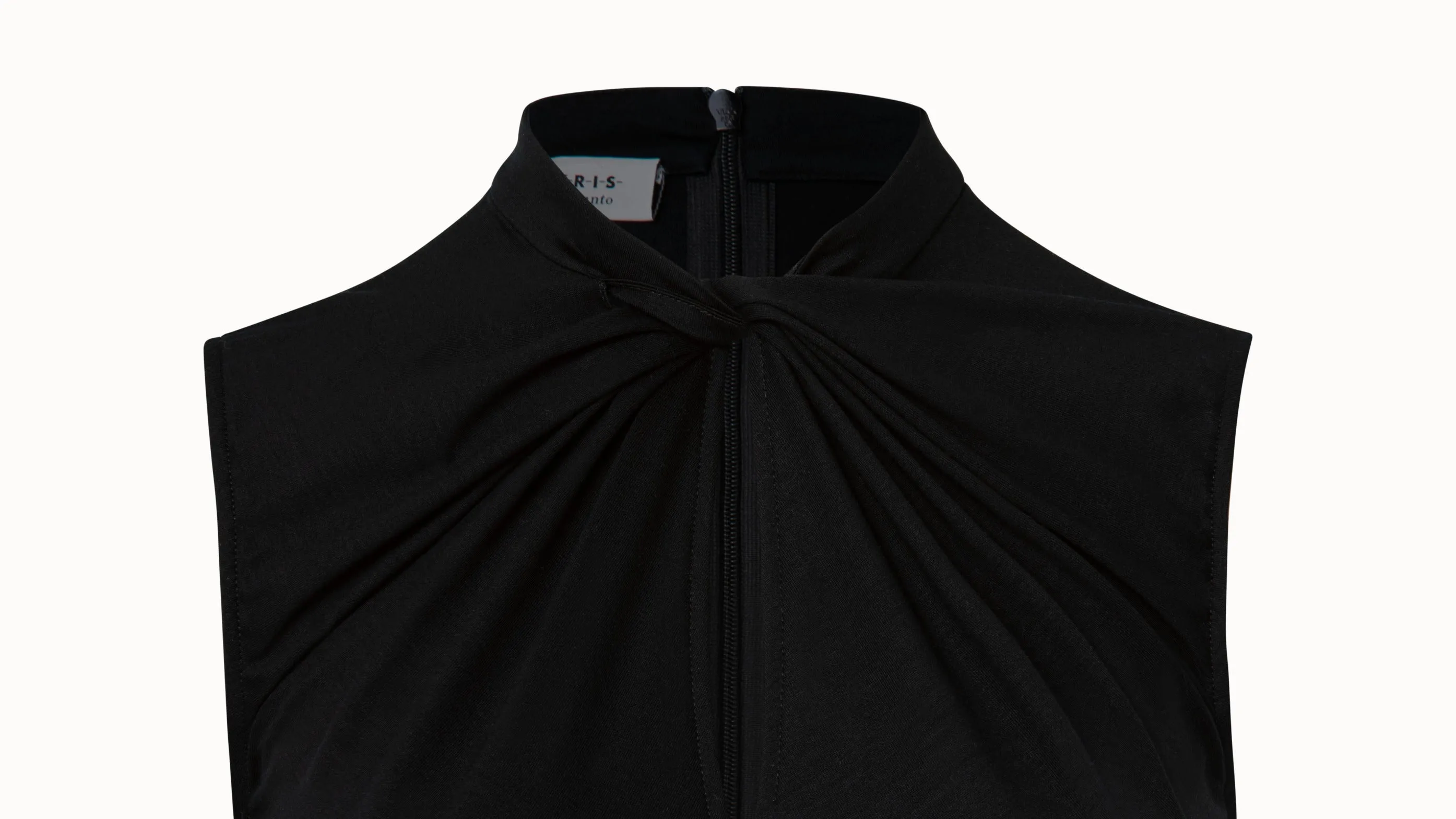 Sleeveless Cotton Jersey Top with Knot Collar and Eyelet Detail