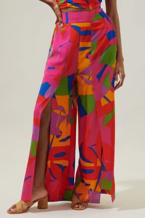 Soleil Abstract Wide Leg Wrap Pants