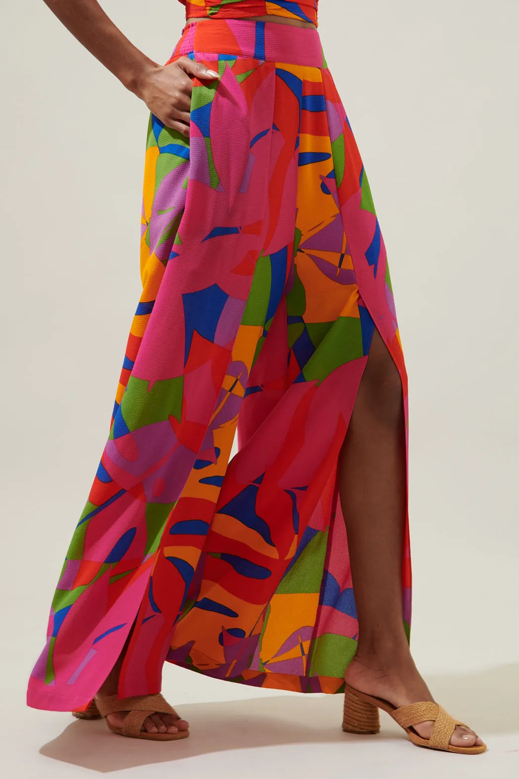 Soleil Abstract Wide Leg Wrap Pants