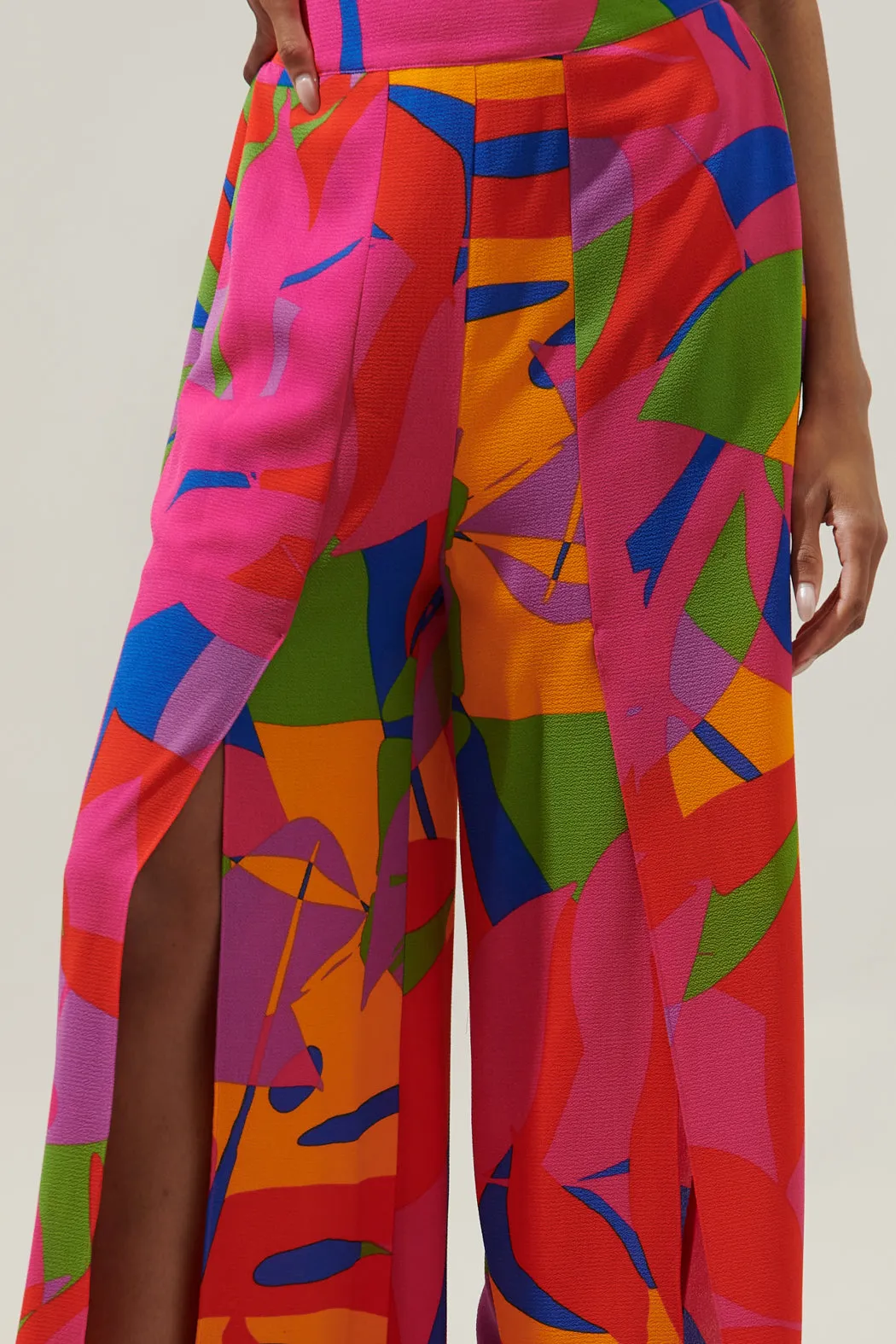 Soleil Abstract Wide Leg Wrap Pants