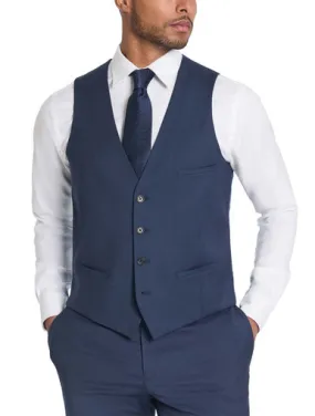 Solid Blue Twill Vest | Tallia