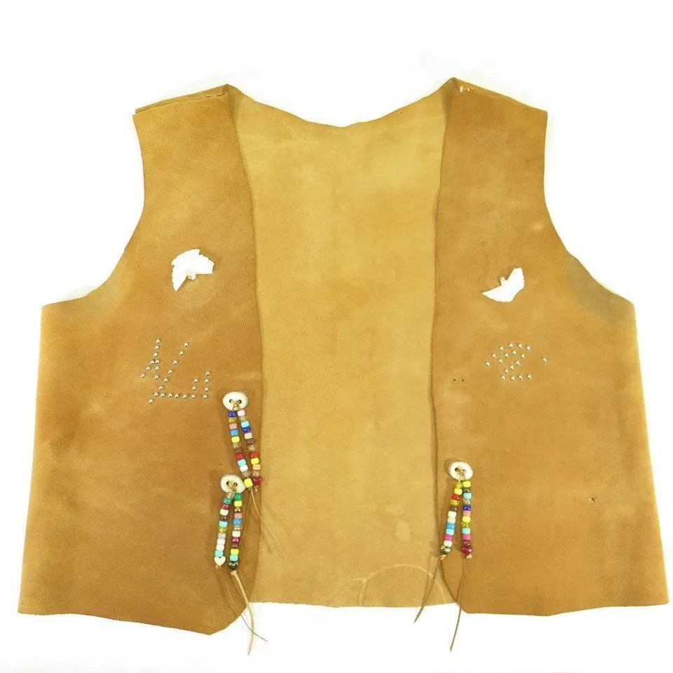 Southwestern Handmade Suede Vest Mens XL Native American Horn Button