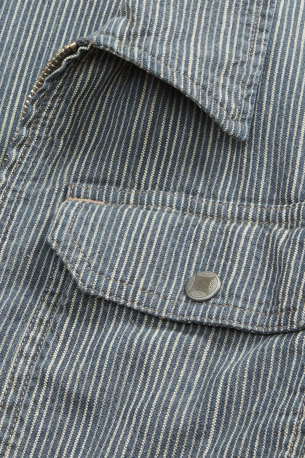 Striped Cotton Linen Jacket - Indigo