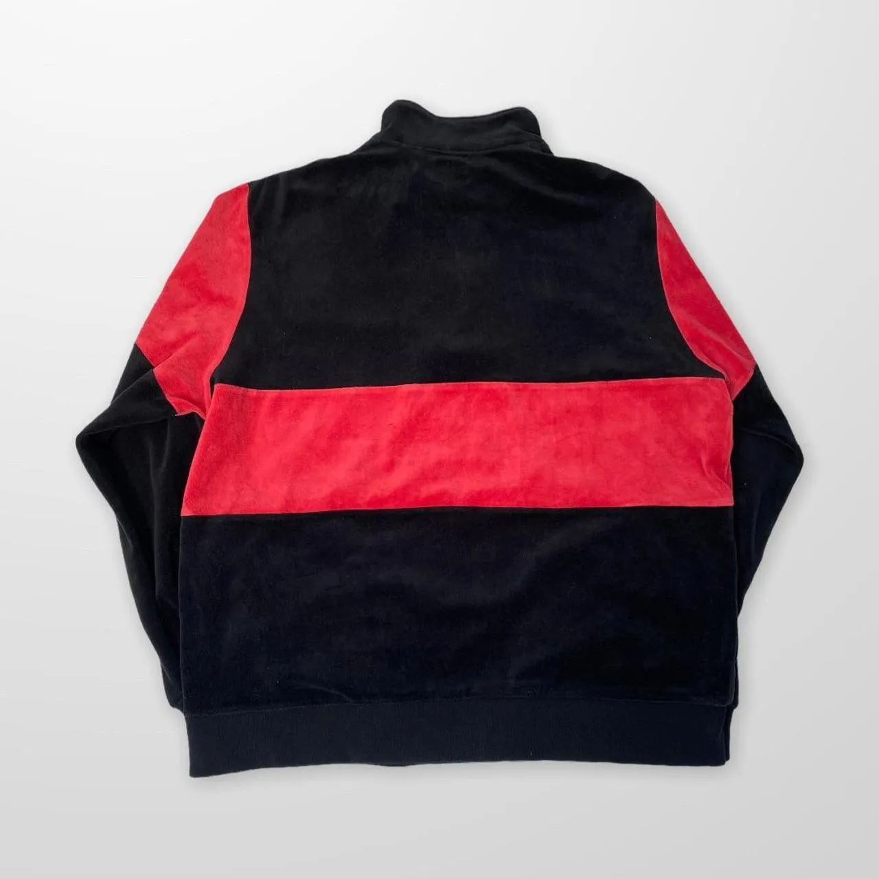 Supreme Velour Half Zip Pullover In Black & Red