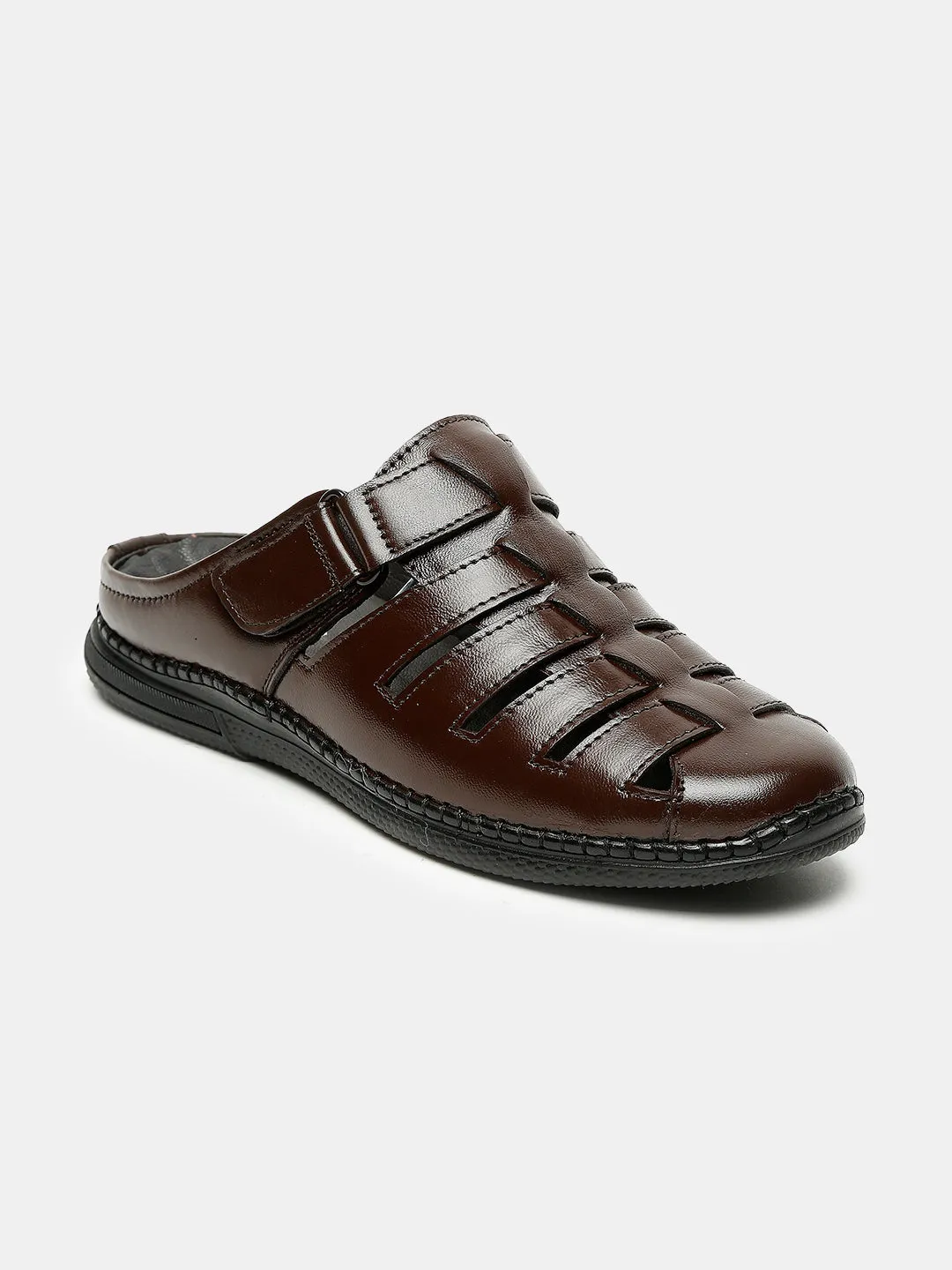 Teakwood Men's Real Leather Brown Sandals