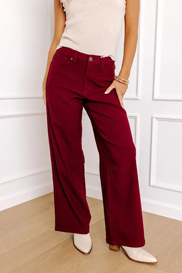 The Phoebe High Waist Wide Leg Pants in Wine