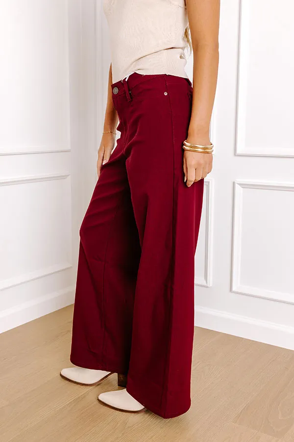 The Phoebe High Waist Wide Leg Pants in Wine