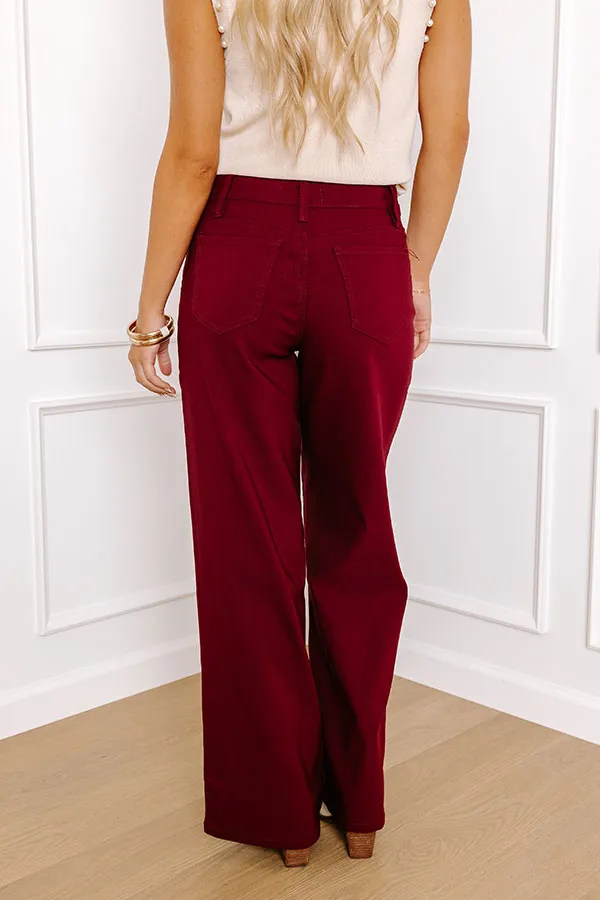 The Phoebe High Waist Wide Leg Pants in Wine