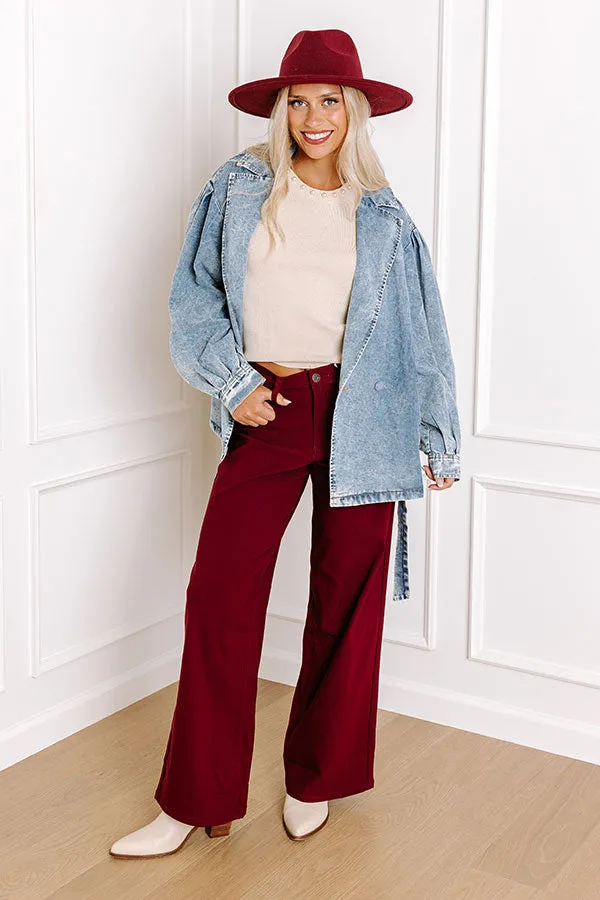 The Phoebe High Waist Wide Leg Pants in Wine