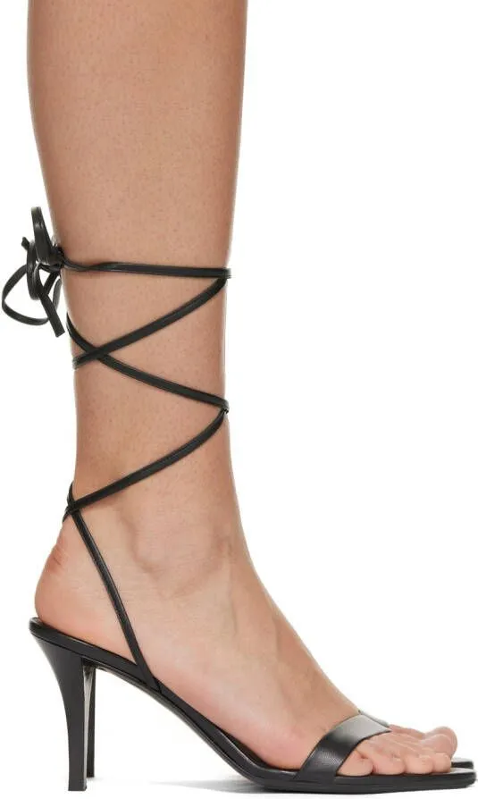 The Row Black Maud Heeled Sandals