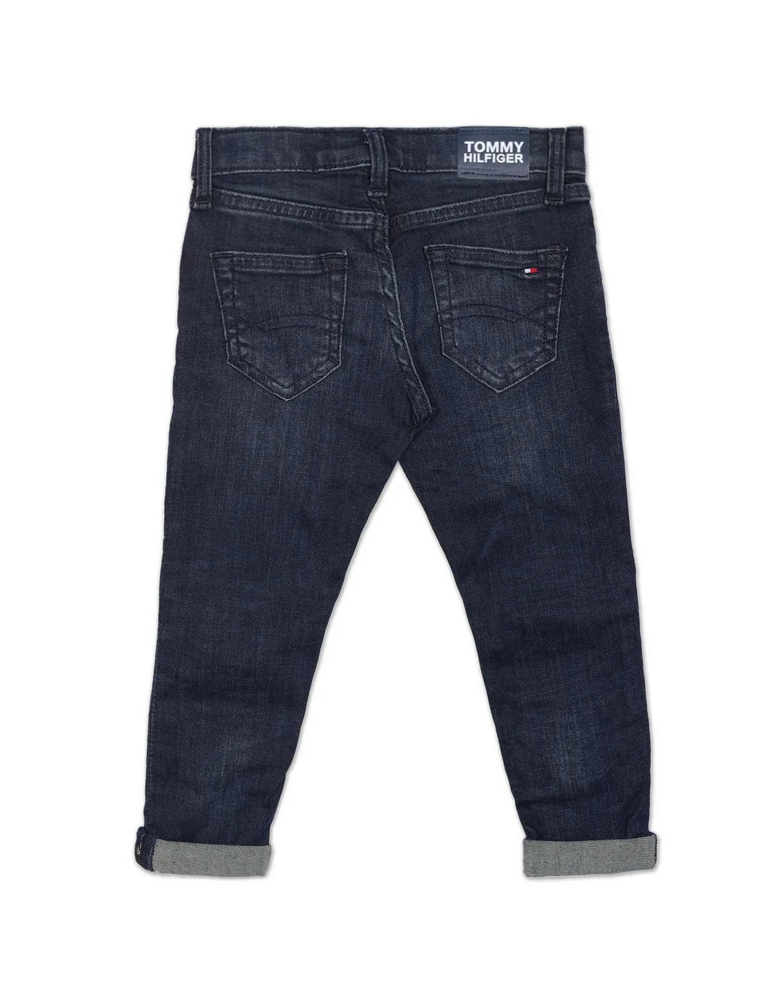 Tommy Hilfiger Kids Boys Dark Blue Spencer Slim Tapered Fit Stone Wash Jeans