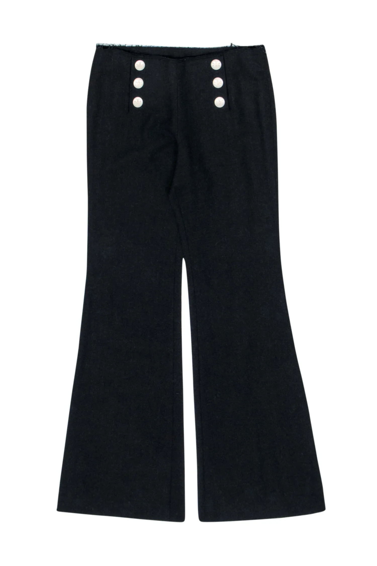 Tory Burch - Dark Gray Wool Wide-Legged Sailor Pants w/ Buttons Sz L