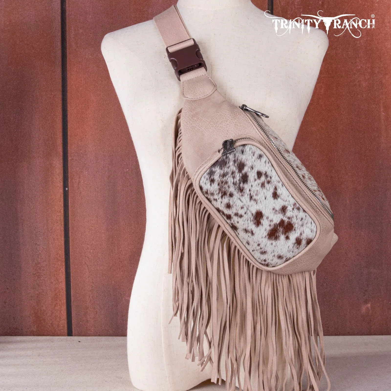 Trinity Ranch Genuine Hair-On Cowhide Fringe Belt Bag