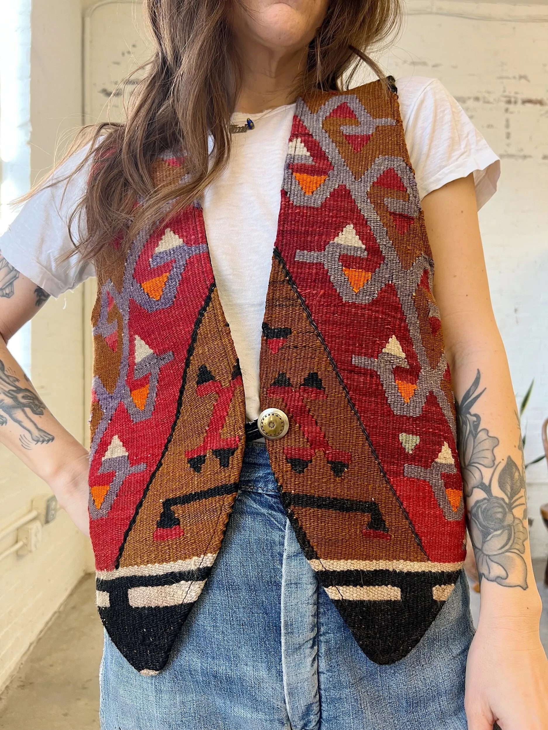 Turkish Kilim Vest, Small-