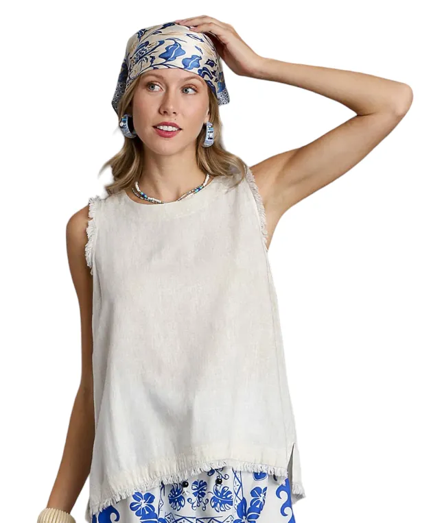 UMGEE SLEEVELESS LINEN BLEND TOP