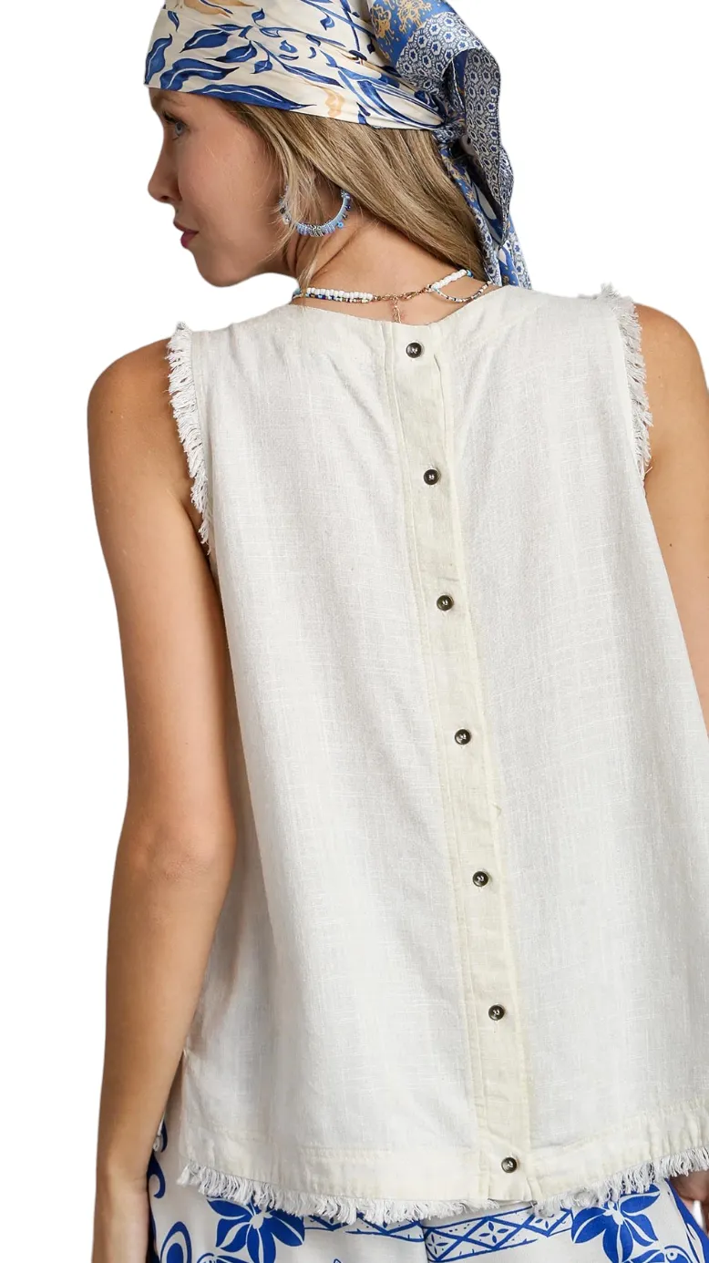 UMGEE SLEEVELESS LINEN BLEND TOP