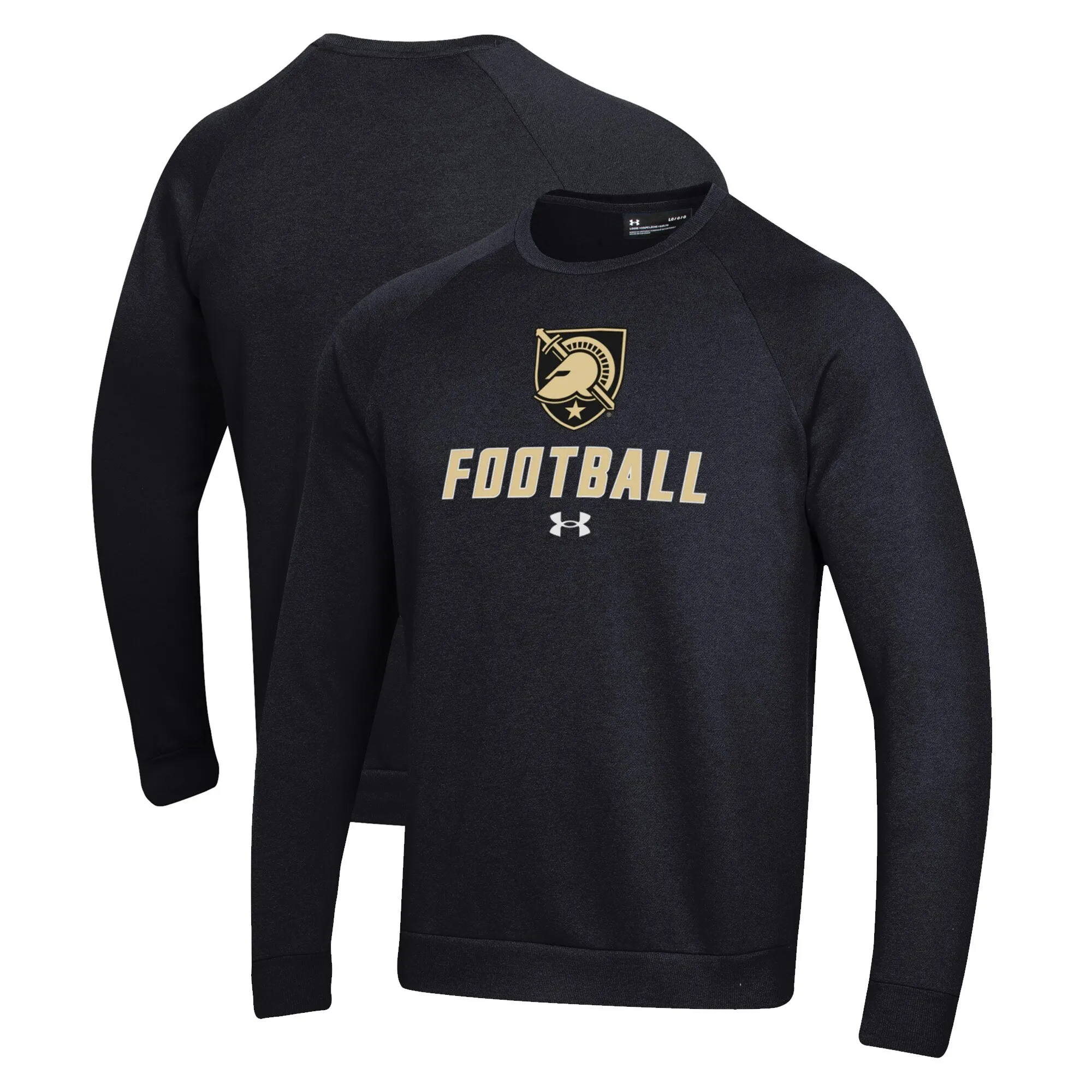 Under Armour  Army Black Knights Black Football Rival Fleece Raglan Pullover Sweatshirt