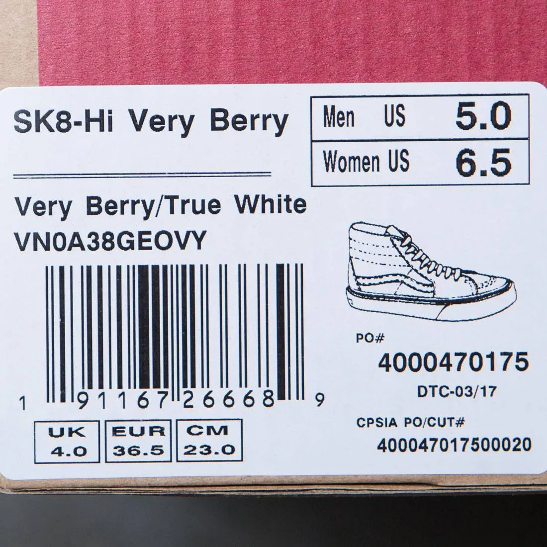 Vans Men Sk8-Hi (white / very berry)