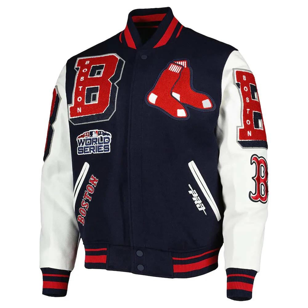 Varsity Boston Red Sox Mash Up Navy Blue and White Jacket