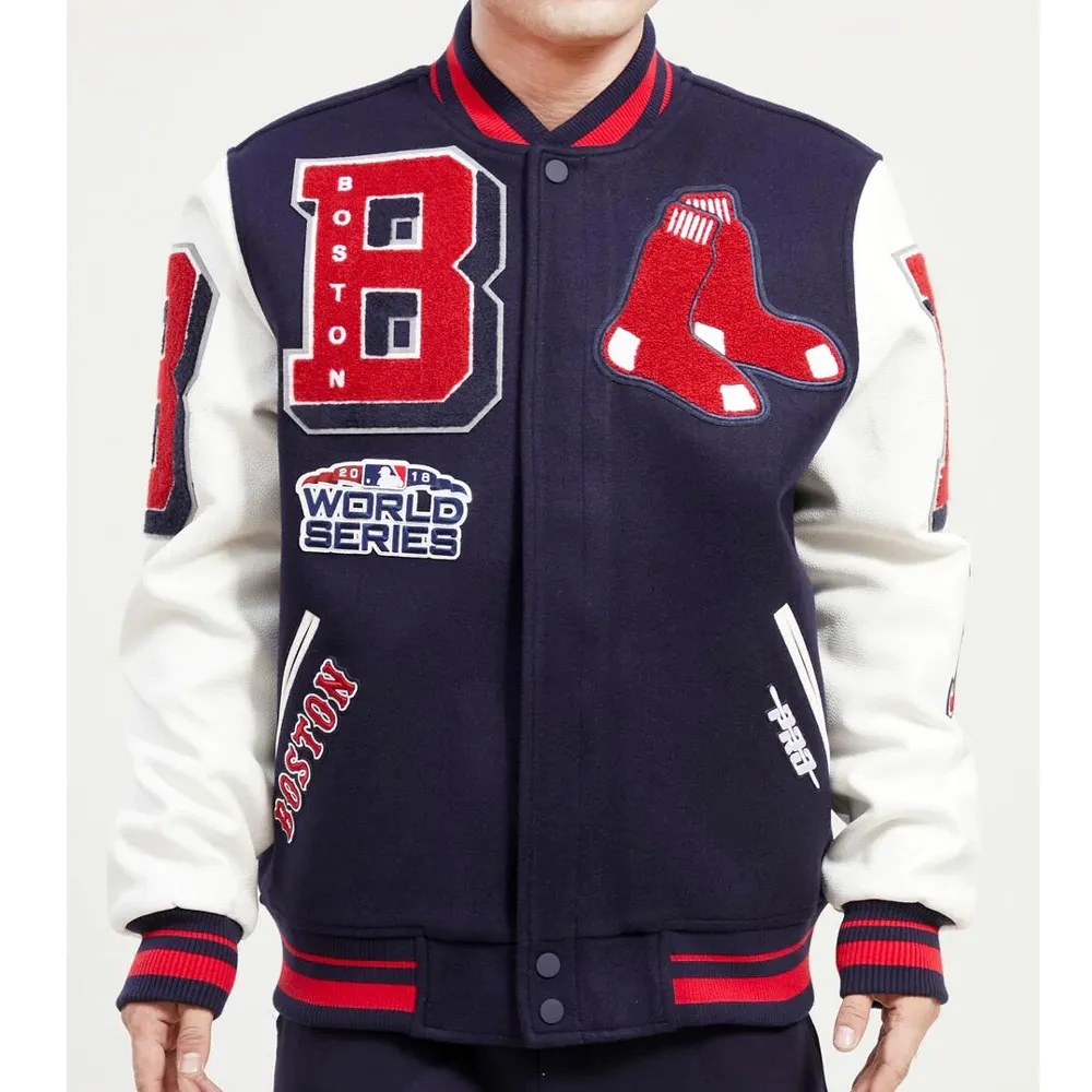 Varsity Boston Red Sox Mash Up Navy Blue and White Jacket