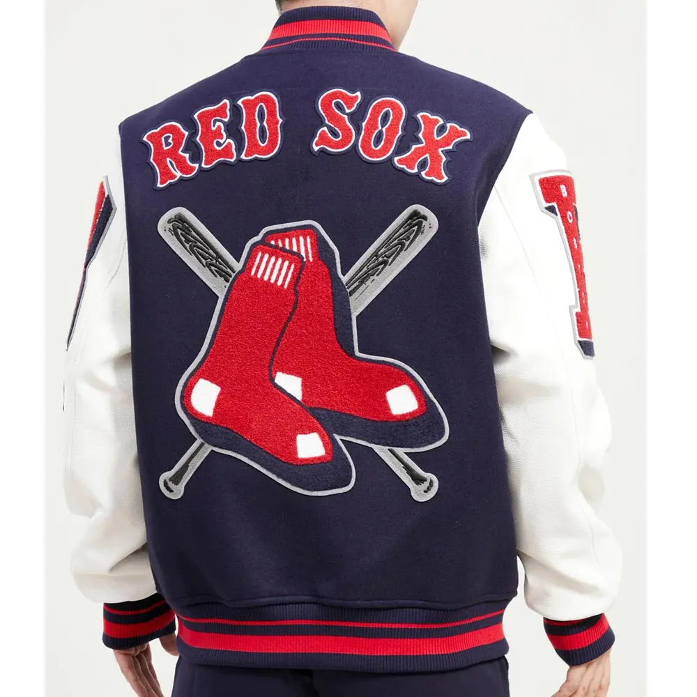 Varsity Boston Red Sox Mash Up Navy Blue and White Jacket