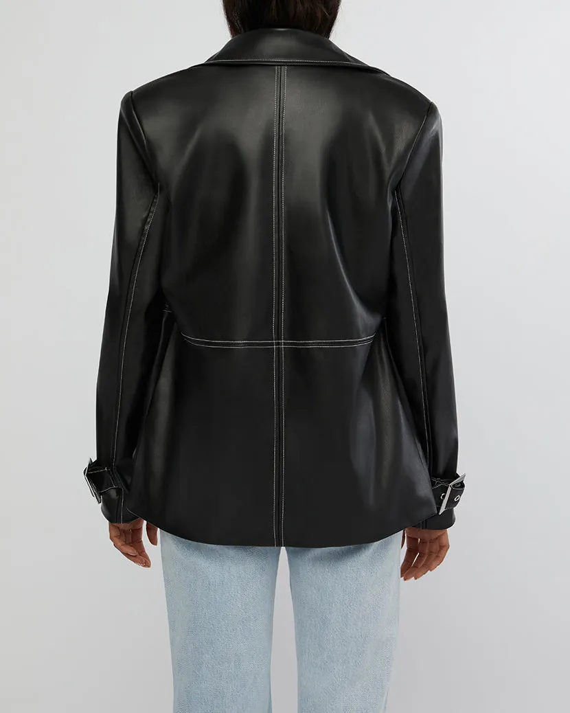 Vegan Leather Western Jacket | Black