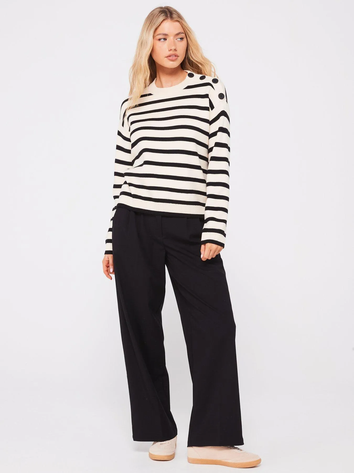 Vero Moda Long Sleeve O-neck Button Pullover - Multi