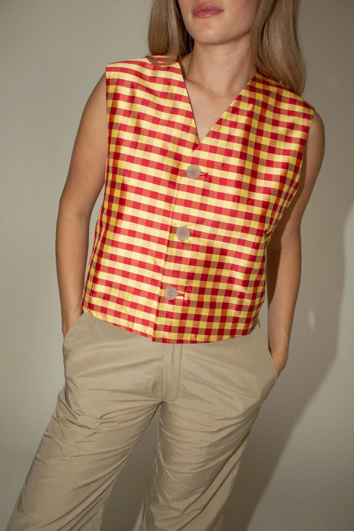 Vest - Red/Yellow Gingham