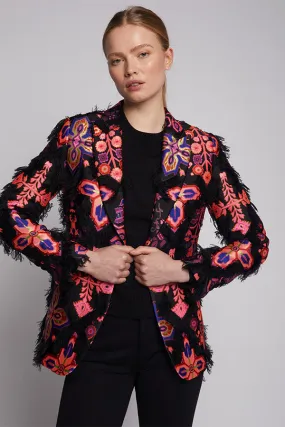 Vilagallo SOPHIA FRINGES NEON JACQUARD JACKET