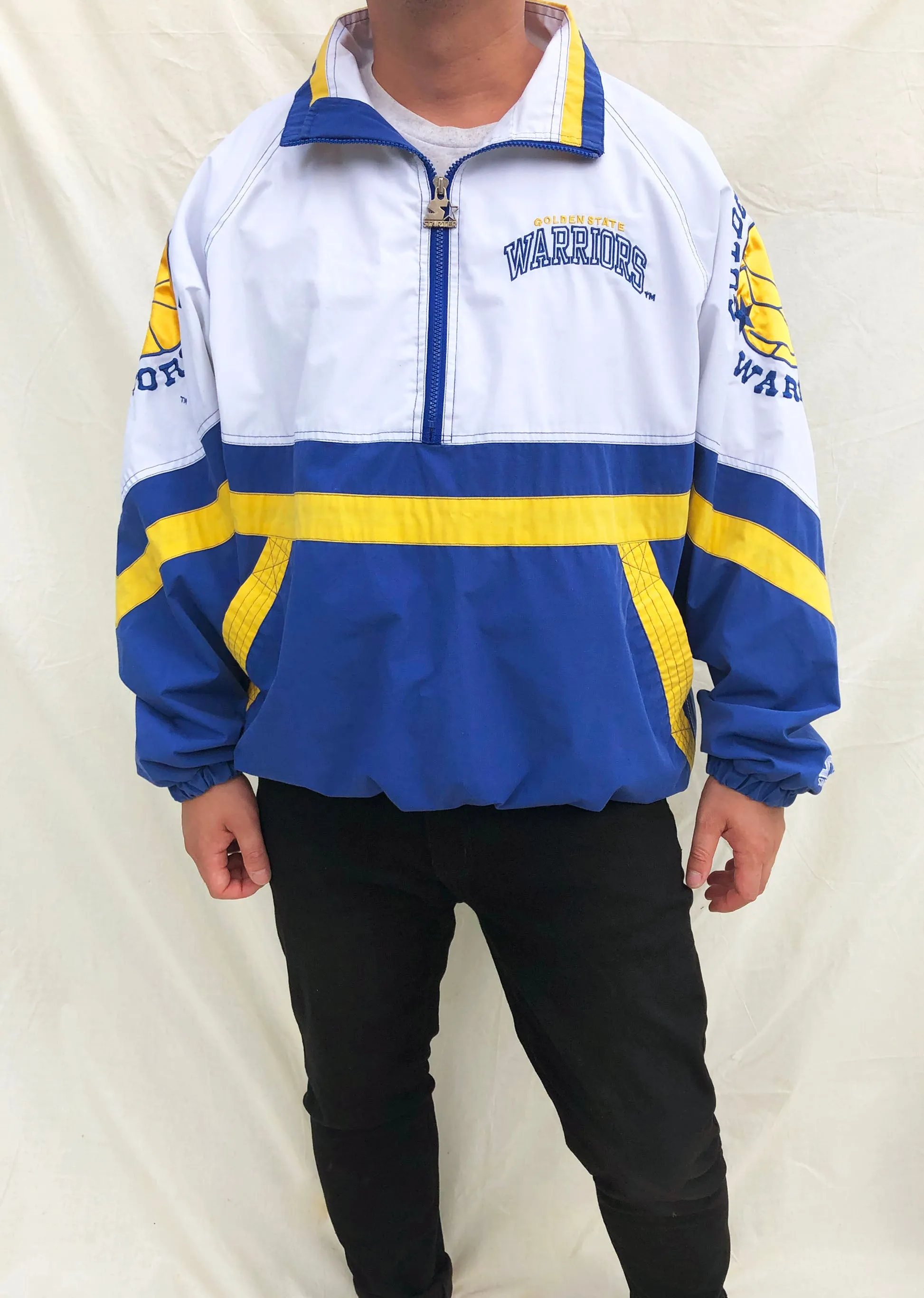 Vintage 90's NBA Starter Golden State Warriors Jacket Blue/White (XXL)